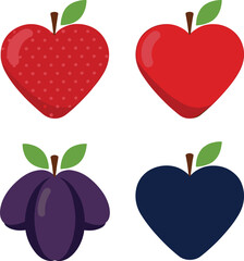 Heart-Shaped Fruit Variety Pack with Apple and Plum IllustrationsHeart-Shaped Fruit Variety Pack with Apple and Plum Illustrations