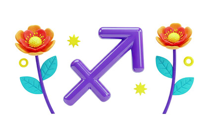 Sagittarius Zodiac Symbol with Floral Elements