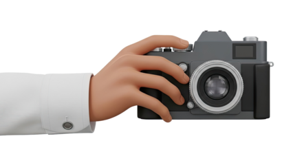 Hand holding a vintage camera