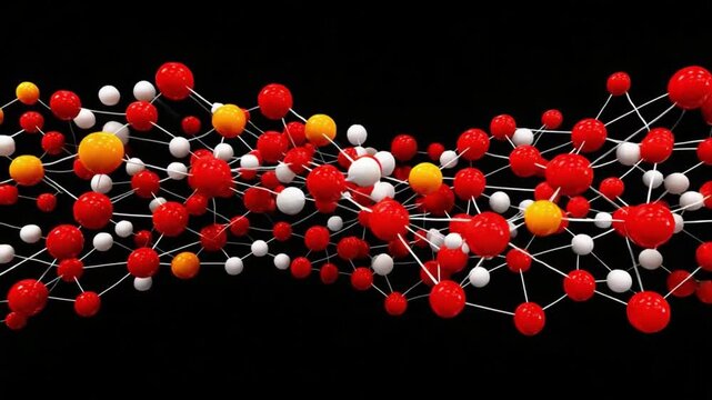 Molecular Network: An intricate network of interconnected spheres, representing the complex relationships and structures found in the world of science and technology.