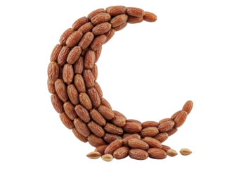 almond crescent symbol made from almonds for ramadan eid mubarak