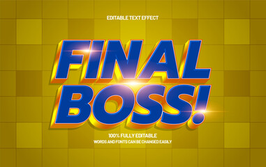 Final Boss Editable Text Effect &ndash; Retro Arcade Pixel Typography for Gaming Title and Screen