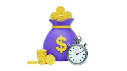 Money Bag and Stopwatch Icon