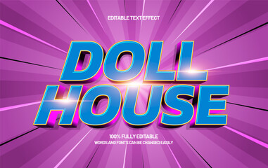 Doll House Editable Text Effect &ndash; Cute Cartoon Typography for Kids Logo, Poster, and Title