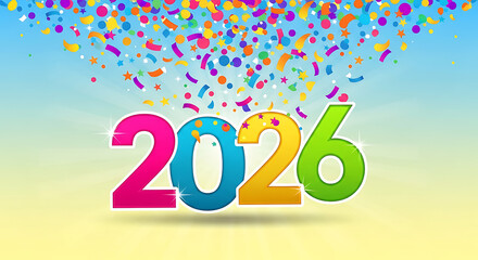 Futuristic neon glowing 2026 numbers