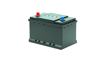 Black Car Battery with Red and Blue Terminals