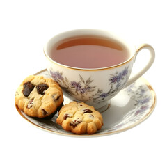 Hot Tea Beverage with Chocolate Chip Cookies &ndash; Cozy Snack.hot tea beverage, tea with chocolate chip cookies, cozy snack, tea and cookies, hot tea cup, chocolate chip cookies snack, cozy tea break, tea
