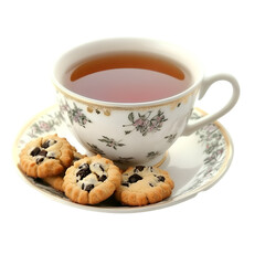 Hot Tea Beverage with Chocolate Chip Cookies &ndash; Cozy Snack.hot tea beverage, tea with chocolate chip cookies, cozy snack, tea and cookies, hot tea cup, chocolate chip cookies snack, cozy tea break, tea