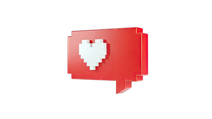 Pixelated Heart in Red Speech Bubble