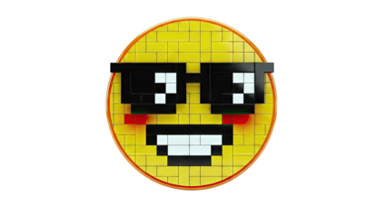 Pixelated Sunglasses Emoji with Blushing Cheeks