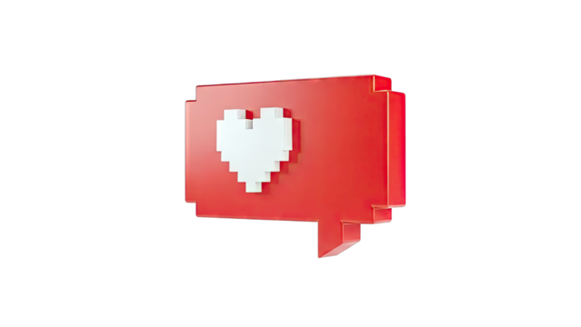 Pixelated Heart in Red Speech Bubble - Powered by Adobe