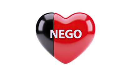 Heart shape with "NEGO" text and dual color design