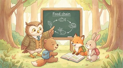 Children education wildlife illustration, friendly style
