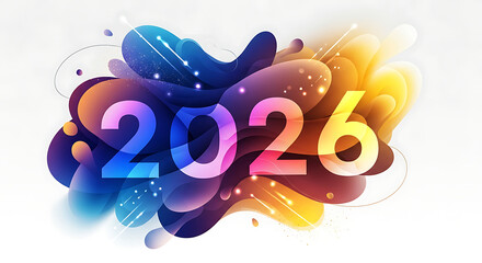 Futuristic neon glowing 2026 numbers