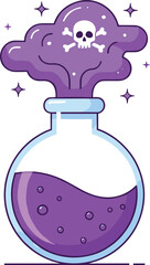 Magic Purple Poison Potion Bottle With Toxic Skull SmokeMagic Purple Poison Potion Bottle With Toxic Skull Smoke