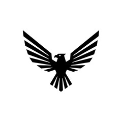 Eagle silhouette logo with spread wings.