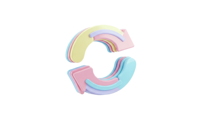 3D Rendered Pastel Arrows Forming a Circular Motion