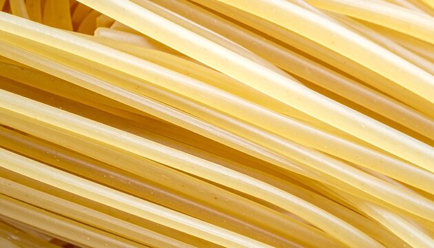 Close-up of uncooked spaghetti pasta, golden yellow, perfect for Italian cuisine.