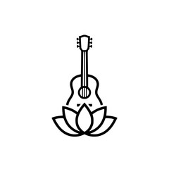 Zen Style Acoustic Guitar and Lotus Flower Logo