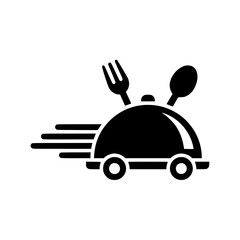 Fast Food Delivery Service Vector Icon/Logo with Spoon and Fork.