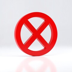 Fototapeta premium A vibrant red object featuring two bold, diagonal lines that intersect at the center, creating a striking visual contrast and dynamic appearance.