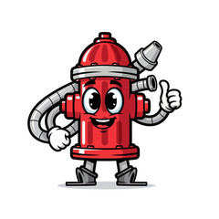Fototapeta premium Happy Cartoon Fire Hydrant Giving Thumbs Up, Mascot Character
