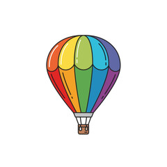 Fototapeta premium Rainbow Hot Air Balloon Illustration - Pride Colors, Travel, Adventure