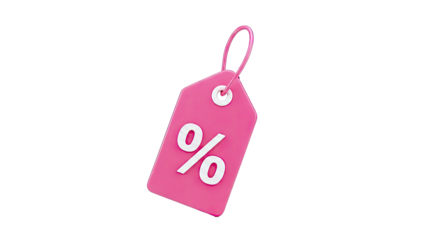 Pink Discount Tag with Percentage Symbol