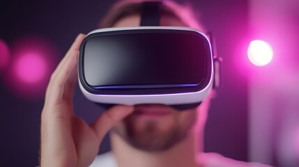 Man engaged with advanced virtual reality headset technology for immersive digital experiences.