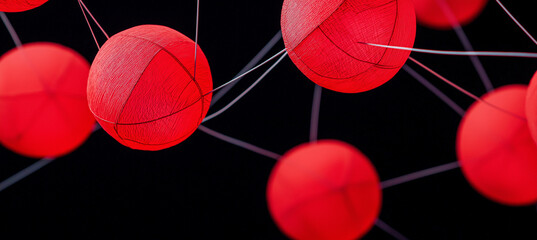 Red paper lanterns network dark background lantern light connection