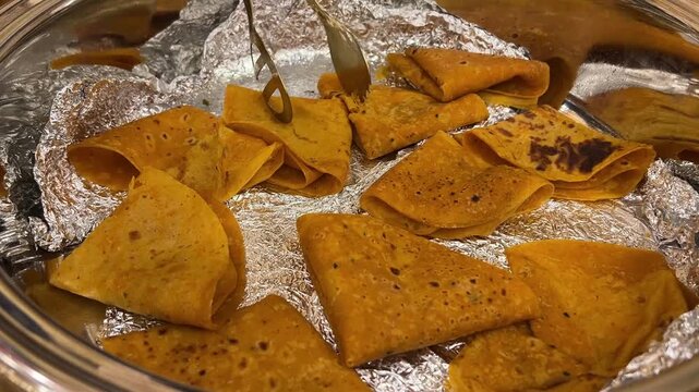 Bedwi Puri, traditional rice and food served in an Indian wedding