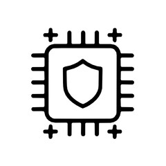 Obraz premium CPU security extension processor instruction outline icon (vector)