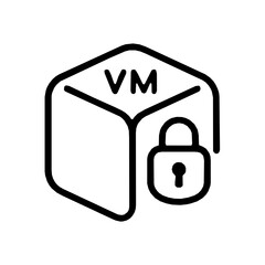 Obraz premium Encrypted virtual machine cloud enclave outline icon (vector)