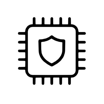 Intel SGX secure enclave memory isolation outline icon (vector)
