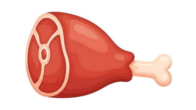 A delicious cartoon illustration of a cooked ham hock with a bone sticking out, ready to be served and enjoyed