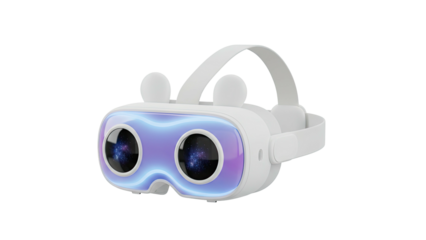 Futuristic Virtual Reality Headset with 3D Rendering Technology Displayed on a White Background