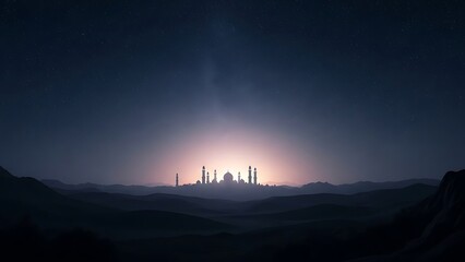 Majestic Mosque Silhouette Sunset With