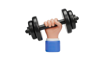 3D Cartoon Hand Holding a Dumbbell