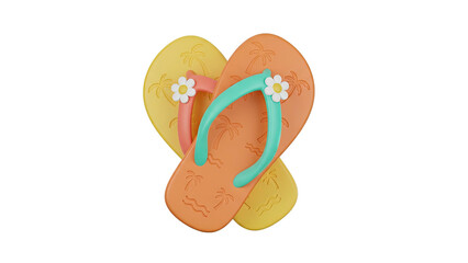 Vibrant Flip Flops 3D Rendering on a Clean White Background