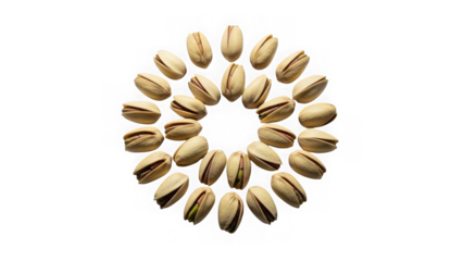 Cardamom pods arranged in a circular pattern isolated on transparent background