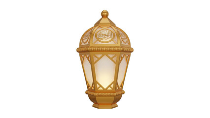 3d rendering of an ornate golden lantern with intricate designs and soft glowing light