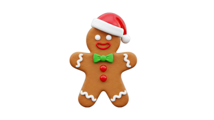 Gingerbread Man with Santa Hat