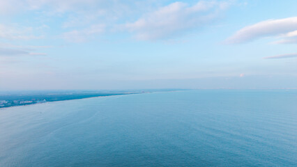 Aerial view of the evening sea, with clouds and beautiful scenery