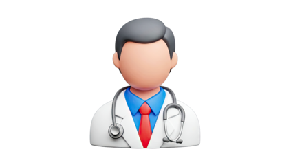 3D Cartoon Doctor Icon with Stethoscope