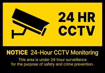 24-Hour CCTV Monitoring Sign with Notice, Professional Video Surveillance Warning Sticker for Crime Prevention and Security Area