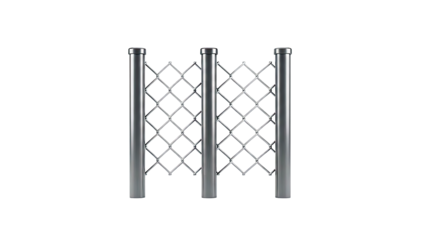 Chain-link fence section with three metal posts