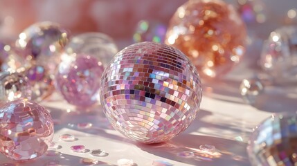 Disco-themed brunch concept featuring pastel colors and dancing lights.