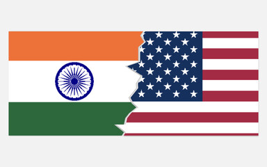 India usa breakup concept stock image, india USA conflict concept with flag image