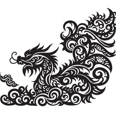 Fototapeta premium Black Paper-Cut Style (Jianzhi) Silhouette Vector, High Quality Illustration on White Background