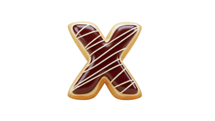 Letter X Cookie with Chocolate and White Icing